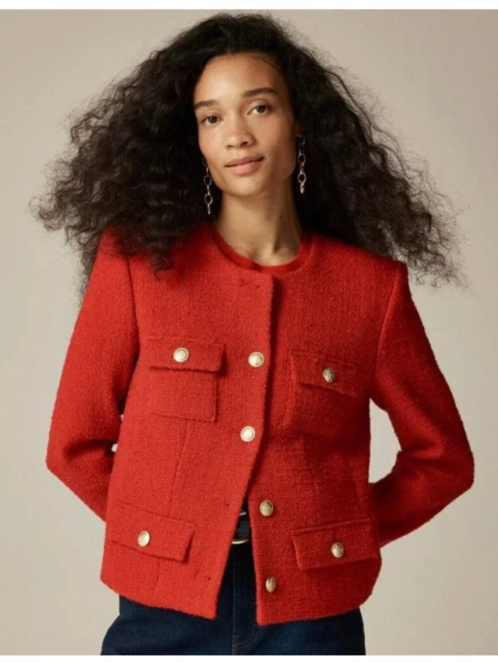J. Crew Isabelle Lady Jacket in Radiant Ruby Red Tweed 0 $248